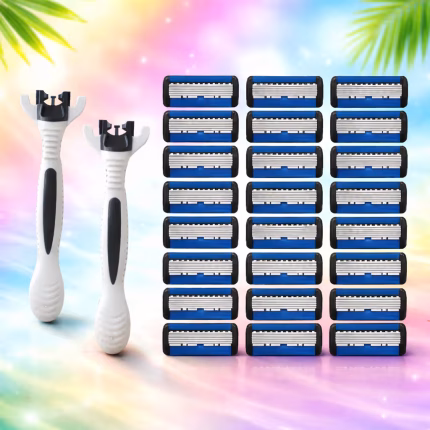 ৩৬ টি রেজার হেডসহ — ২ বছরের শেভিং সমাধান! ২ টি শক্তপোক্ত হ্যান্ডেলসহ — প্রতিটি হেডে ৬ টি করে অসাধারণ ধারালো ব্লেড