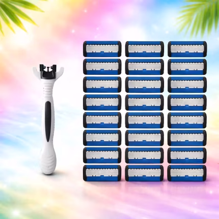 ১৮ টি রেজার হেডসহ  — ১ বছরের শেভিং সমাধান! ১টি শক্তপোক্ত হ্যান্ডেলসহ  — প্রতিটি হেডে ৬ টি করে অসাধারণ ধারালো ব্লেড