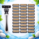 ৩৬ টি রেজার হেডসহ — ১ বছরের শেভিং সমাধান! ১ টি শক্তপোক্ত হ্যান্ডেলসহ — প্রতিটি হেডে ৩ টি করে অসাধারণ ধারালো ব্লেড